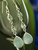 Chalcedony & Blue Topaz Earrings in Sterling Silver